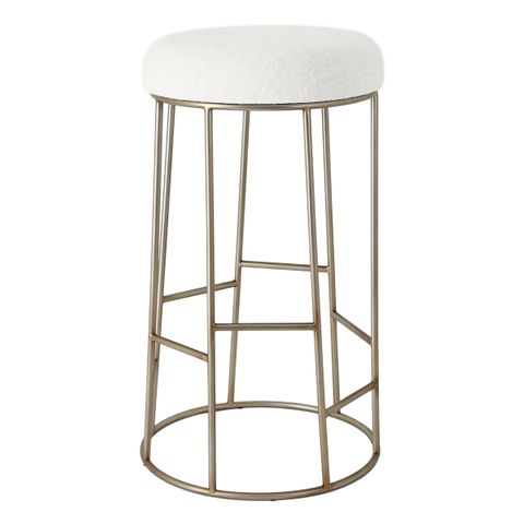 Aiden Gold Steel Bar Stool - Natural Linen