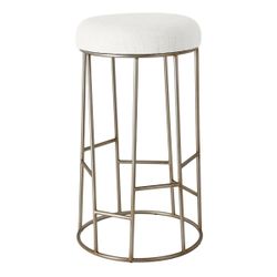 Aiden Gold Steel Bar Stool - Natural Linen