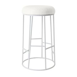 Aiden White Steel Bar Stool - Natural Linen