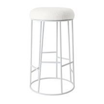Aiden White Steel Bar Stool - Natural Linen
