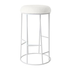 Aiden White Steel Bar Stool - Natural Linen