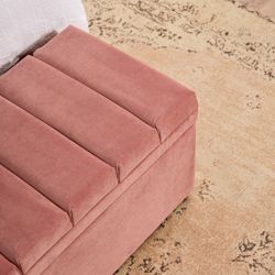 Soho Storage Bench Ottoman - Dusty Rose Velvet