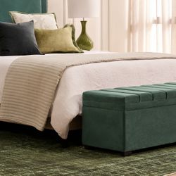 Soho Storage Bench Ottoman - Teal Velvet