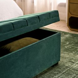 Soho Storage Bench Ottoman - Teal Velvet