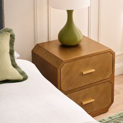 Anderson 2 Drawer Bedside Table - Antique Gold