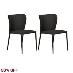 Foley Dining Chair Set of 2 - Black w Metal Legs