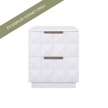 Benedict White Bedside Table - White Marble - OUTLET NSW