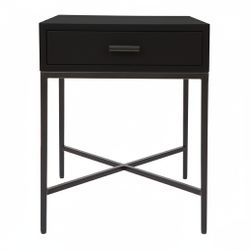Nessa 1 Drawer Bedside Table - All Black