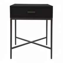 Nessa 1 Drawer Bedside Table - All Black