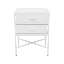 Nessa 2 Drawer Bedside Table - All White