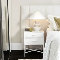 Nessa 2 Drawer Bedside Table - All White
