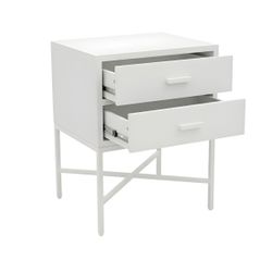Nessa 2 Drawer Bedside Table - All White