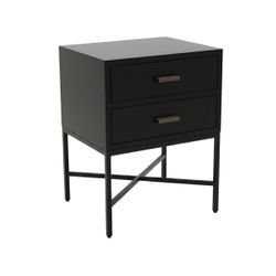 Nessa 2 Drawer Bedside Table - All Black