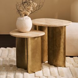 Audrey Small Side Table - Travertine