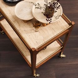 Ashley Travertine Bar Cart - Walnut