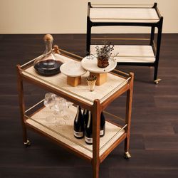Ashley Travertine Bar Cart - Walnut
