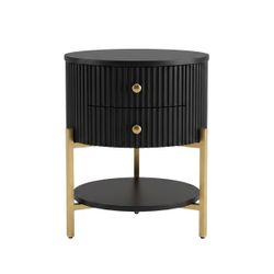 Aimee Round Bedside Table - Black