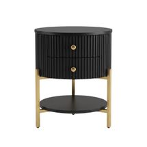 Aimee Round Bedside Table - Black