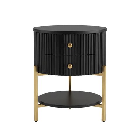 Aimee Round Bedside Table - Black