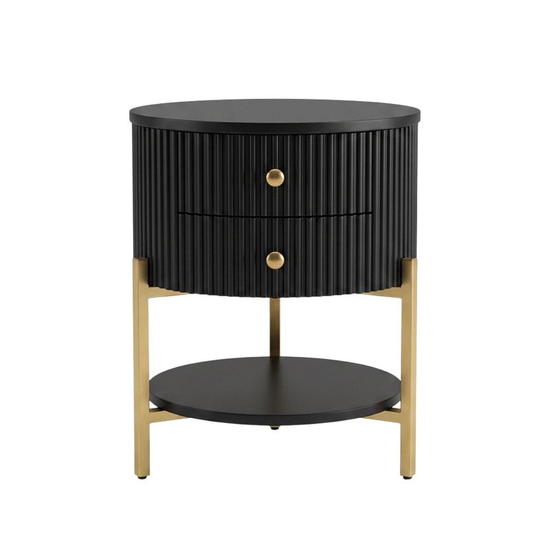 Aimee Round Bedside Table - Black