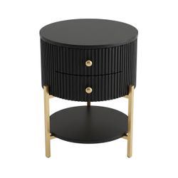 Aimee Round Bedside Table - Black