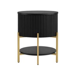 Aimee Round Bedside Table - Black