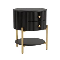 Aimee Round Bedside Table - Black