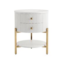 Aimee Round Bedside Table - White