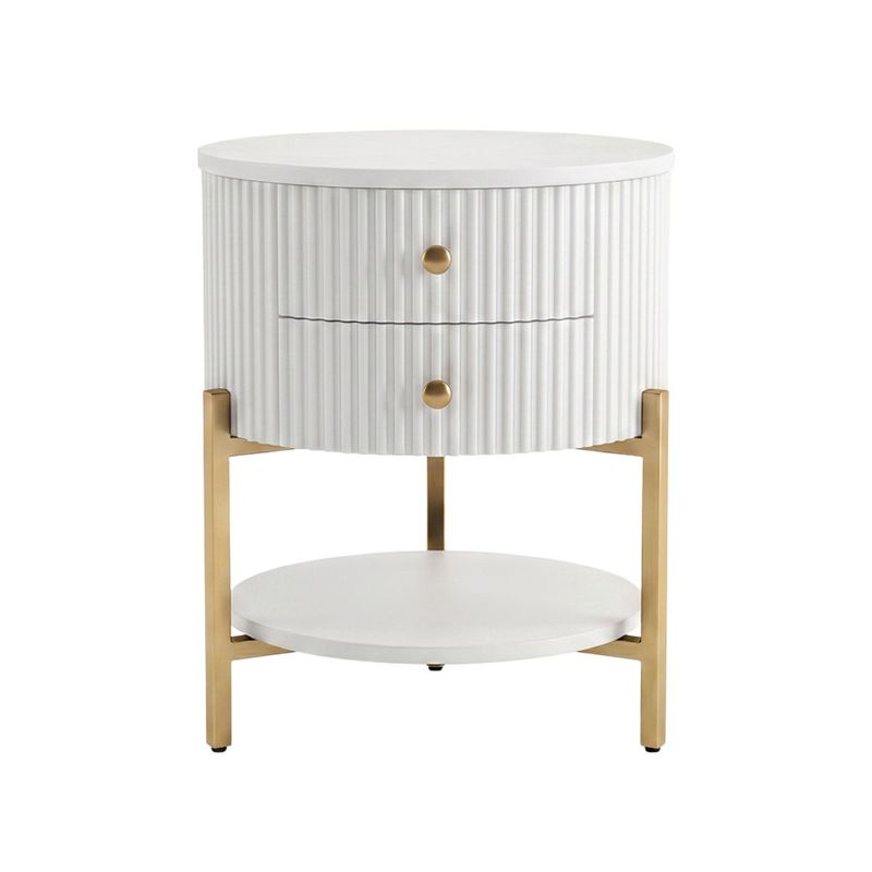 Aimee Round Bedside Table - White