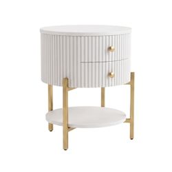 Aimee Round Bedside Table - White