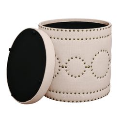 Bradshaw Round Storage Stool - Fawn Linen
