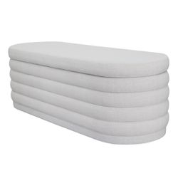 Demi Storage Bench Ottoman - Ecru Linen
