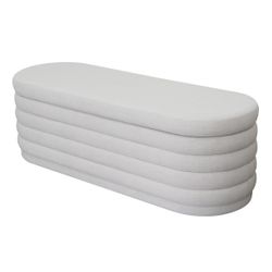Demi Storage Bench Ottoman - Ecru Linen