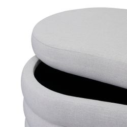 Demi Storage Bench Ottoman - Ecru Linen