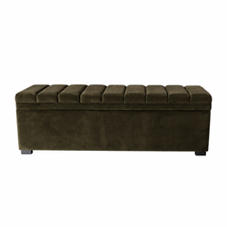Soho Storage Bench Ottoman - Olive Velvet