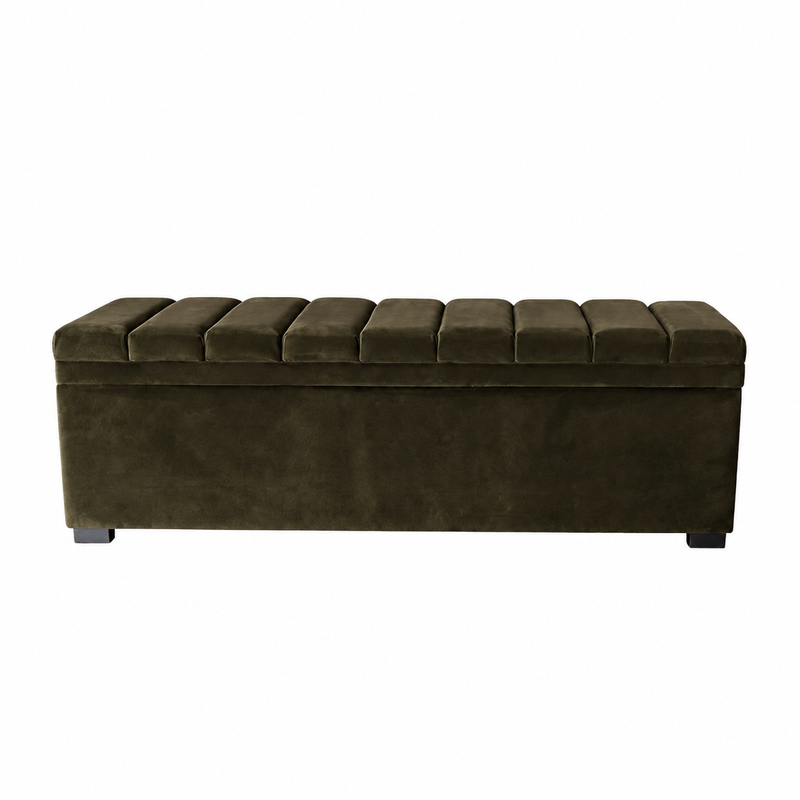 Soho Storage Bench Ottoman - Olive Velvet