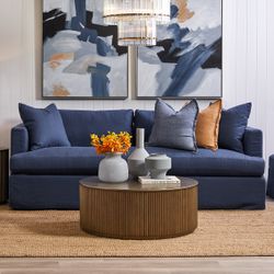 Birkshire 3 Seater Slip Cover Sofa - Navy Linen - OUTLET NSW