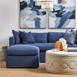 Birkshire 3 Seater Slip Cover Sofa - Navy Linen - OUTLET NSW