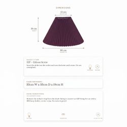 Anya Pleated Empire Shade - Small Plum - Bulk Buy Qty 5