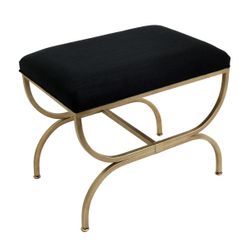 Novak Antique Gold Iron Stool - Black Linen - OUTLET NSW