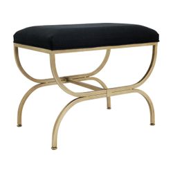 Novak Antique Gold Iron Stool - Black Linen - OUTLET NSW