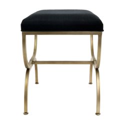 Novak Antique Gold Iron Stool - Black Linen - OUTLET NSW