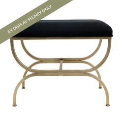 Novak Antique Gold Iron Stool - Black Linen - OUTLET NSW