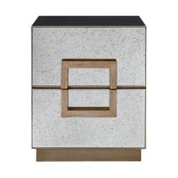 Mira 50x60cm Mirrored Bedside Table - Antique Gold