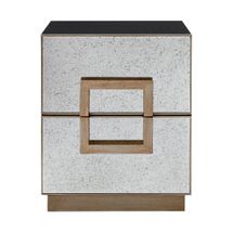 Mira 50x60cm Mirrored Bedside Table - Antique Gold
