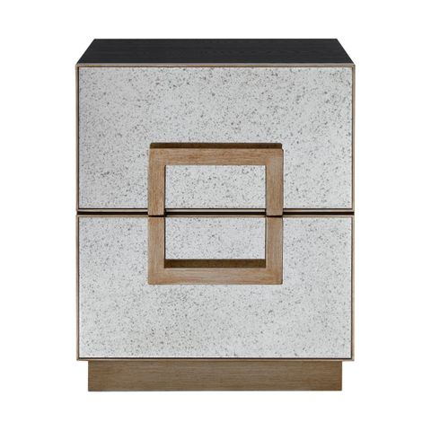 Mira 50x60cm Mirrored Bedside Table - Antique Gold