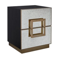 Mira 50x60cm Mirrored Bedside Table - Antique Gold