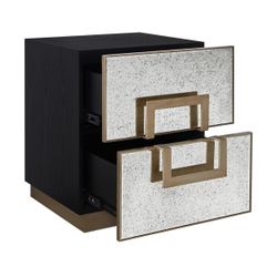 Mira 50x60cm Mirrored Bedside Table - Antique Gold