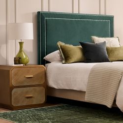 Manhattan 160x150cm Queen Bedhead - Teal Velvet - OUTLET NSW