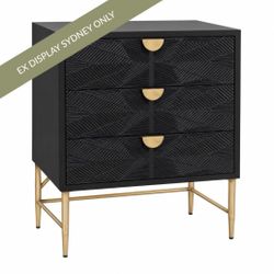 Beatrice 80cm 3 Drawer Chest - Black - OUTLET NSW